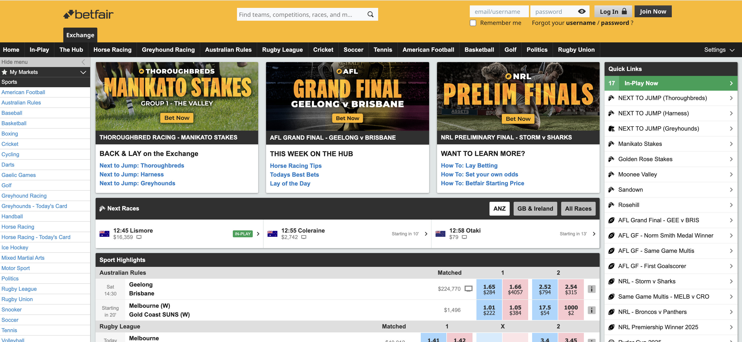 Betfair Desktop